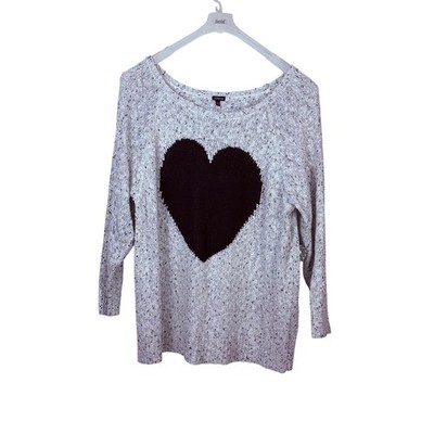 Torrid Black Heart Grey Crochet Knit Sweater Size 4x Plus