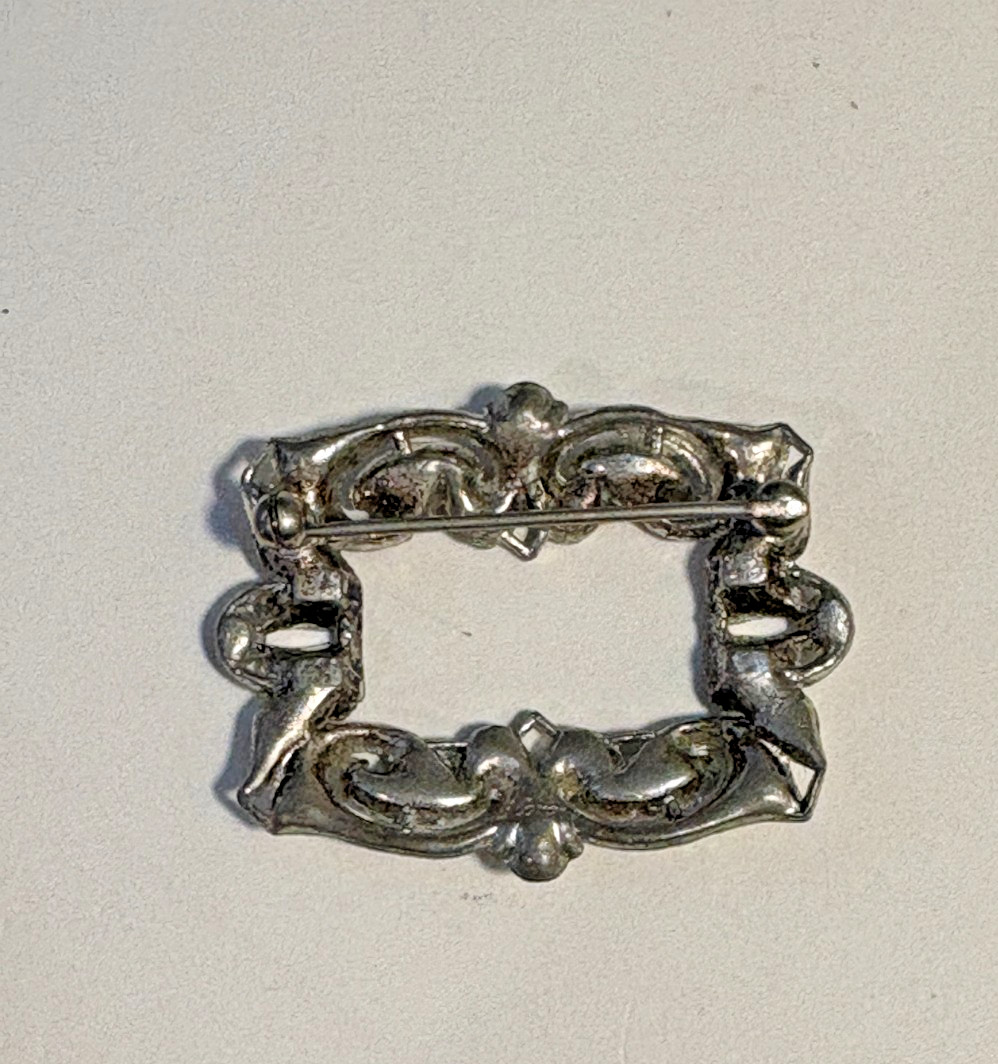 Art Deco Style Rectangular Rhinestone Brooch - image 4