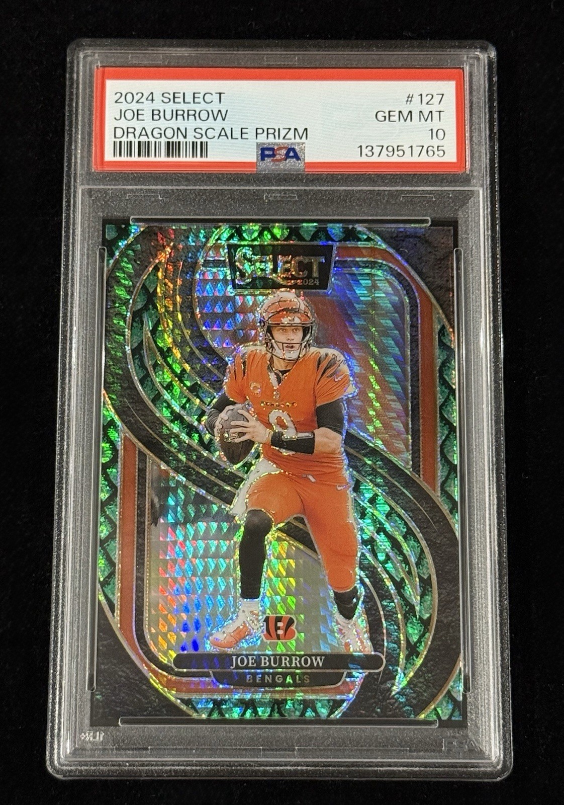 Joe Burrow 2024 Panini Select #127 Dragon Scale Prizm #’d/81 PSA 10 GEM MINT