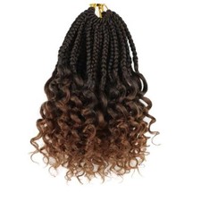 Curly Goddess Box Braids Crochet Hair for Black 12 Inch Black to Light Auburn