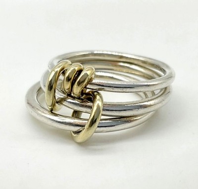Spinelli Kilcollin RANETH 18k Yellow Gold Silver 925 3 Row Ring US5.25 w/Box