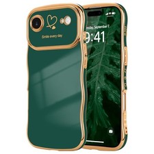 Cute Wave Frame Curly Shape iPhone 17 Air Case for Women Girls with Love Heart P