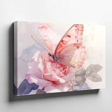 Canvas Wall Art a Romantic Watercolor Illustration of a Butterfly Perched