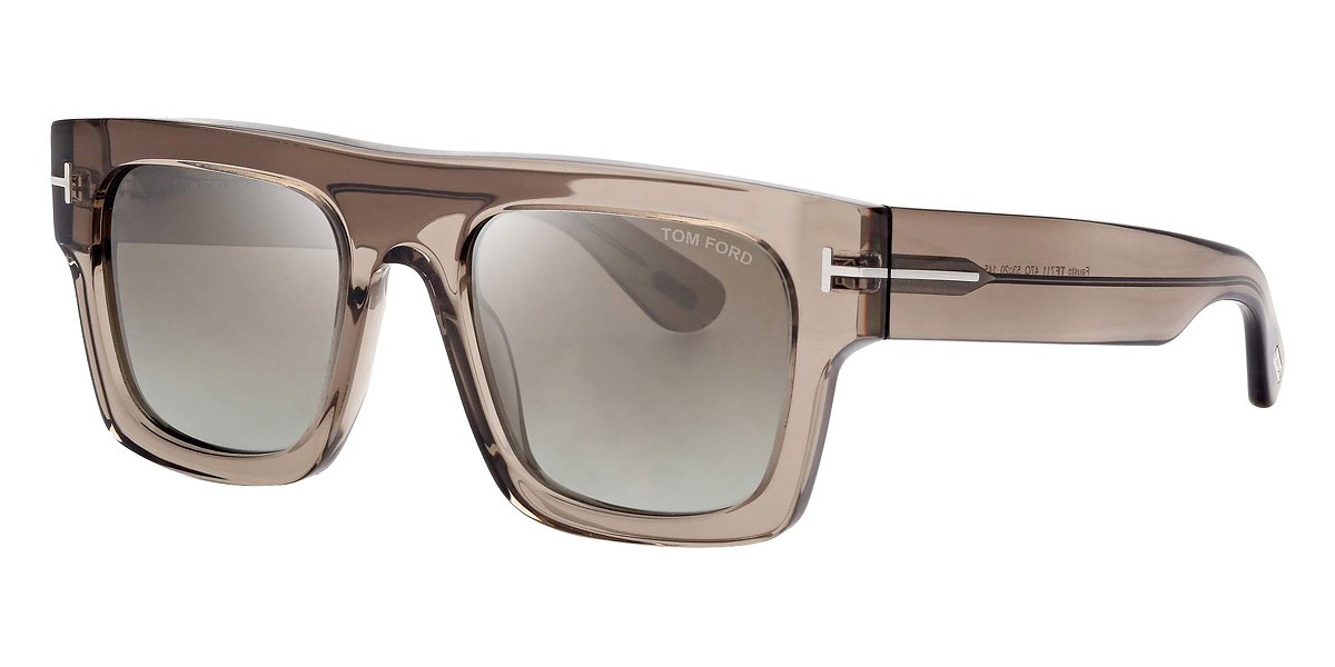 Tom Ford FT0711 Fausto Sunglasses Shiny Transparent Oyster Gradient Brown 53mm image 6