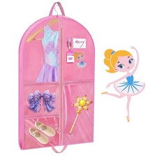 Hanging Dance Garment Bag, 40 Inch Waterproof Costumes Bag for Travel, Pink C...