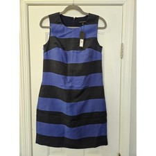 Banana Republic Blue Black Striped Shift Dress Sleeveless NWT Size 0