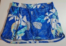 Women's Columbia PFG Medium Tidal Sands II Skort Skirt Blue Floral W Fish Print