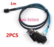 2pcs Mini SAS HDD SFF-8643 to 4 SFF-8482 Connector with Power Port Hard Drive 1m