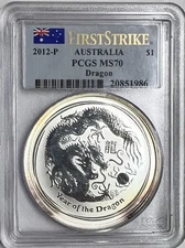 2012-P First Strike Australia PCGS MS70 Year of the Dragon