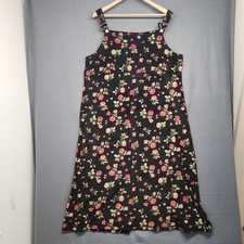 Vintage 90s Hanes Dress Jumper L Black Floral Crushed Velvet Cottage Whimsigoth