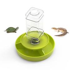 2 in1 Reptile Food Feeders Bowl,Turtle Automatic Water big, green