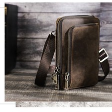 Vintage Crazy Horse Leder Umhängetasche für Handy mit verstellbarem Gurt