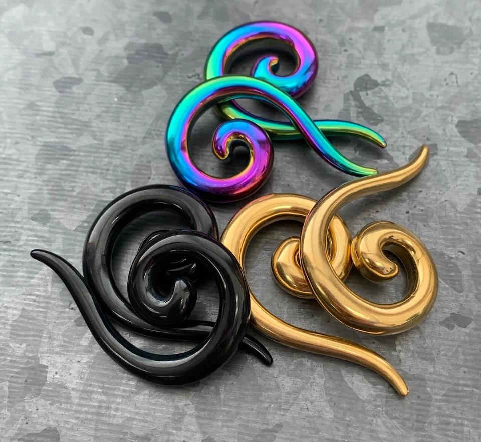 PAR 316L Acero Quirúrgico Espiral Colgante Conos Expansores Tapones Joyería Corporal Foto 2 de 4