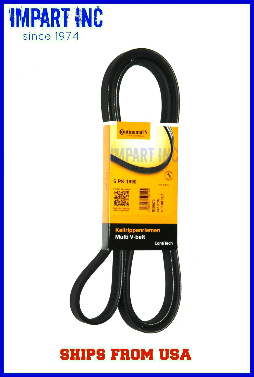 BMW Alternator A/C Power Steering Fan Drive Belt Serpentine 6pk1990 Continental