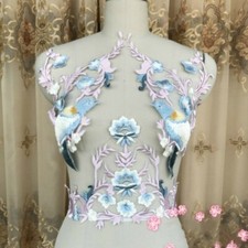 Bird Floral Embroidered Lace Applique Trimmings Patch Sewing Bridal Dress Decor