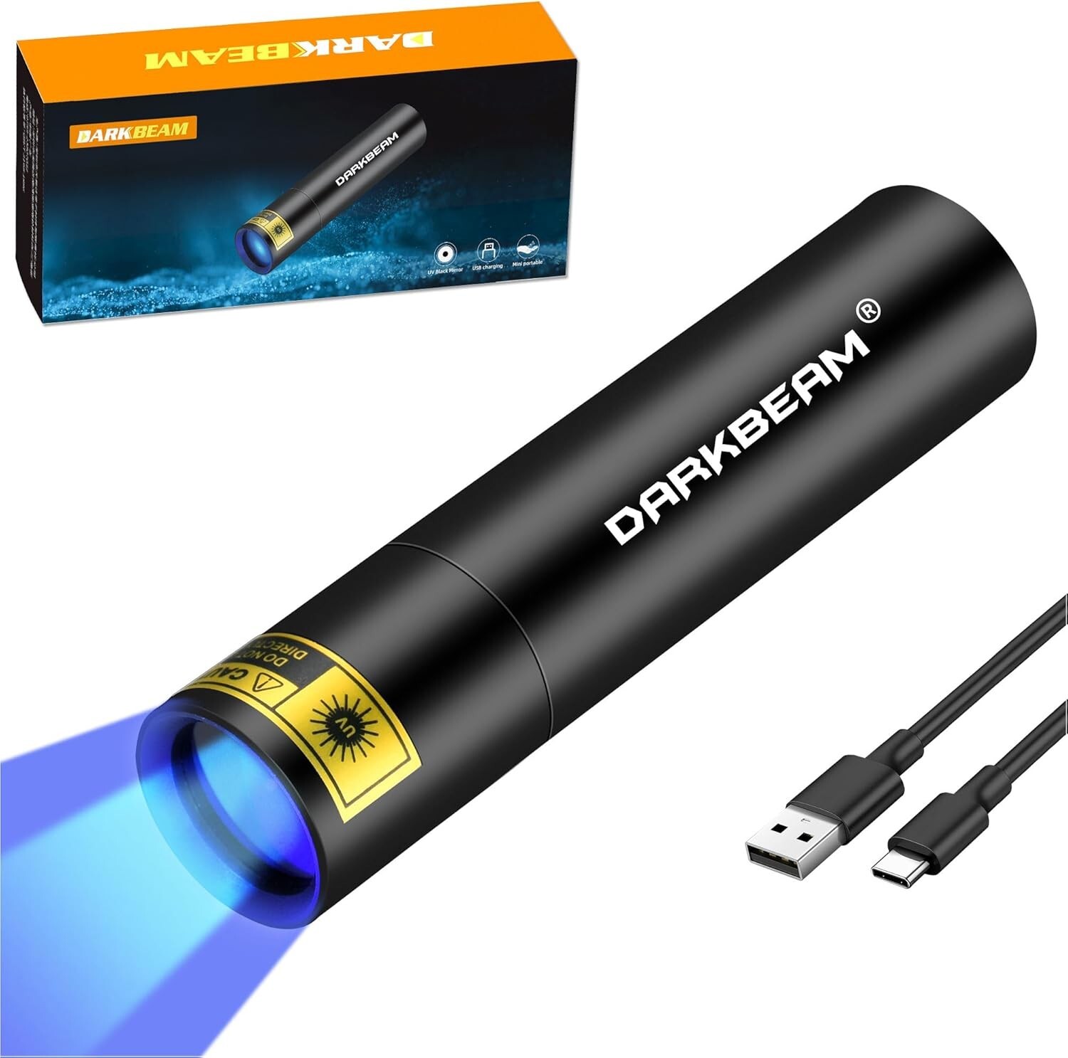 Darkbeam UV Blacklight Flashlight Rechargeable 365Nm Mini USB Powerful