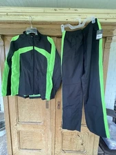 BCG Womens 2 Pc Black And Green Mist Resistant jacket and pant set Size M