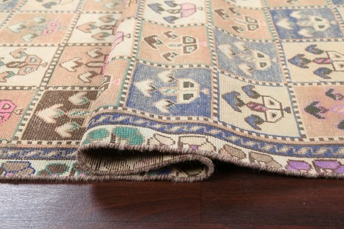 Muted Semi-Antique Tribal Bakhtiari Evenly Low Pile Runner Rug Wool Handmade 4x8 - Picture 11 of 12
