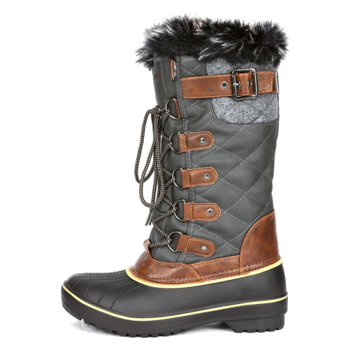Women Faux Fur Lined Mid Calf Winter Snow Boots Fashion Knee High Boots 5-12 - Picture 24 of 25