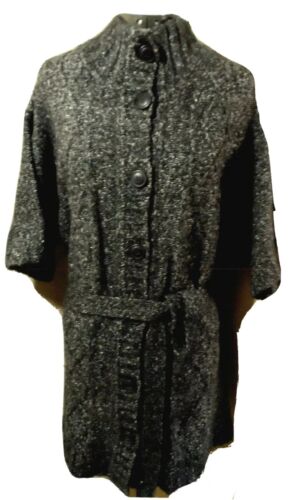 NEW YORK & Co. maglione cardigan lungo L nero grigio tri-miscela boho lunghezza trench