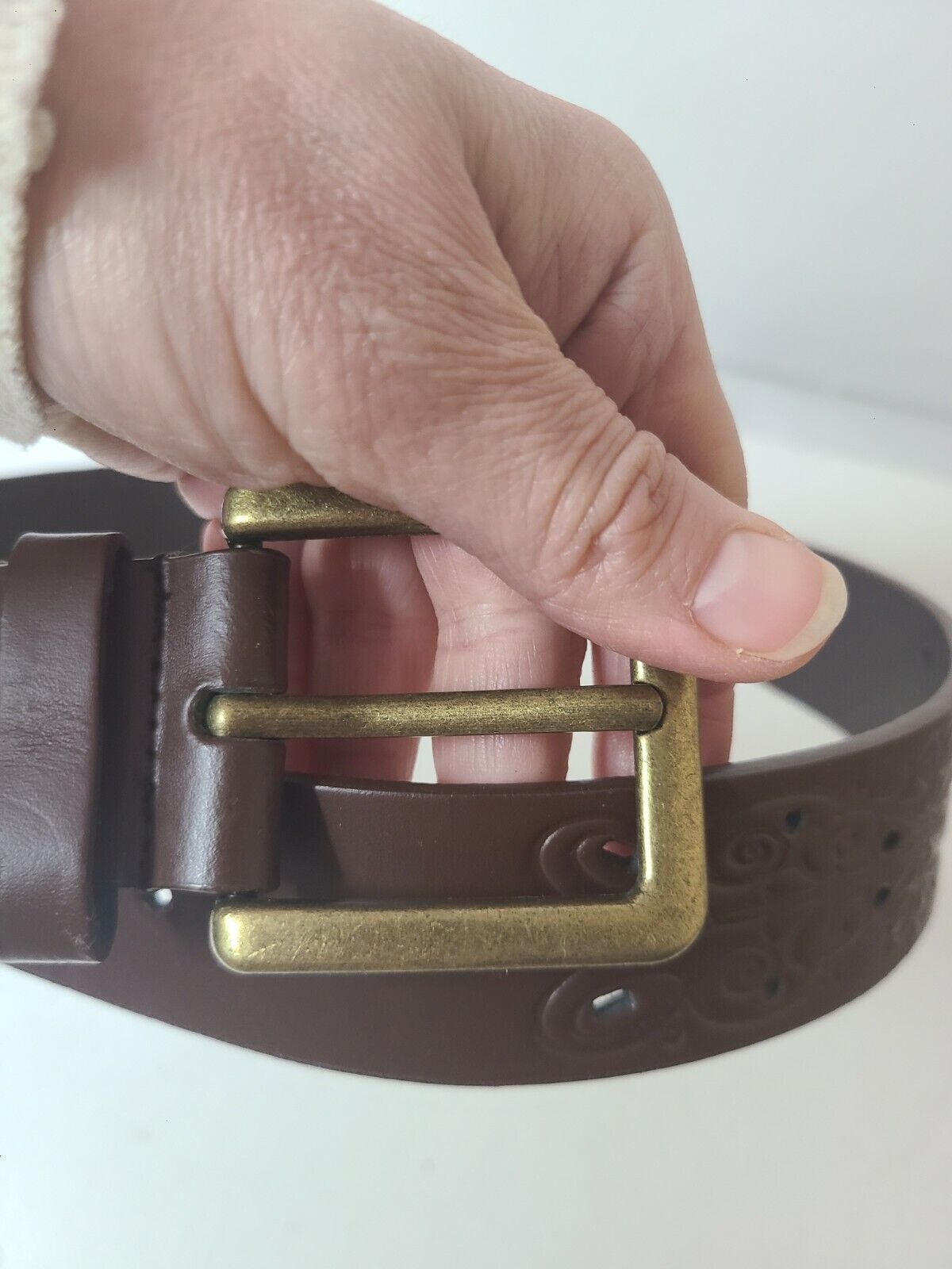 Latico Womens Belt Medium Brown Bonded Leather Em… - image 3