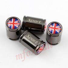 4X Titanium Vehicle Wheels Tyre Tire Valve Cap Cover United Kingdom UK Flag Logo