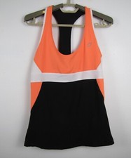 Lorna Jane Black Women's Small Orange White Black Racer Back Tank Top