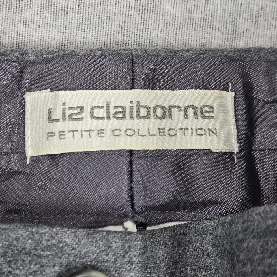 Liz Claiborne Petite Collection Size 8 Grey 100% Wool Pleated And Cuffed  - Image 2 of 4