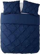 VCNY Home 3 Piece Bedding Set Microfiber Duvet Cover Chic & Modern, Queen, Navy