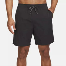 NEW Lands End Mens M Black Swim Shorts With UPF 50 Quick Dry Built-In Boxer