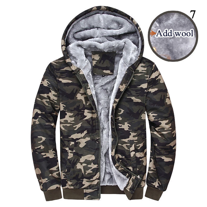 Mens Warm Sherpa Fleece Hoodie Zip UP Sweater Jacket Fur Lined