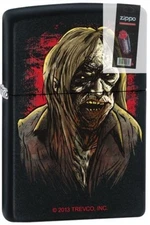 Zippo 14065 long hair zombie black matte Lighter + FLINT PACK