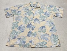 Cooke Street Hawaiian Shirt Men's 2XL Ivory Blue Short Sleeve Floral Button Up