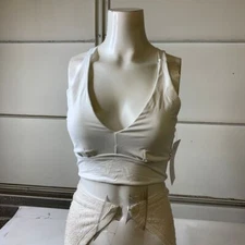 ATHLETA Plunge Bikini Top D-DD Women's Size S White 530868 