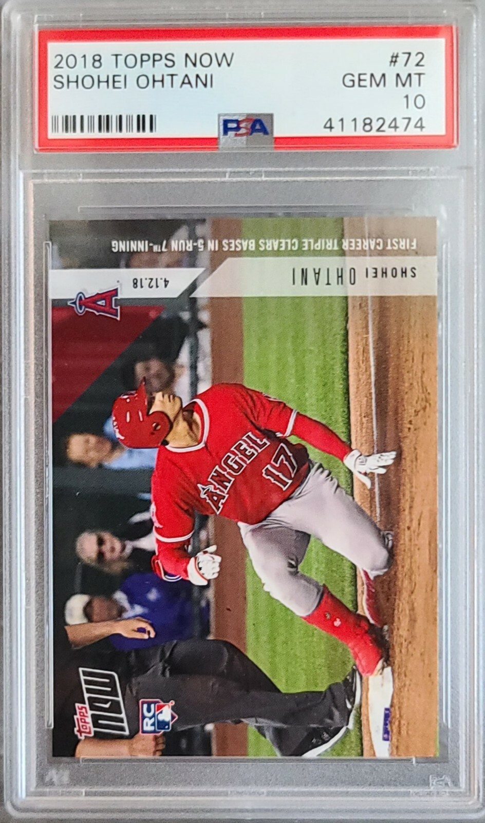2018 Topps Now Shohei Ohtani #72 RC First Career Triple PSA 10
