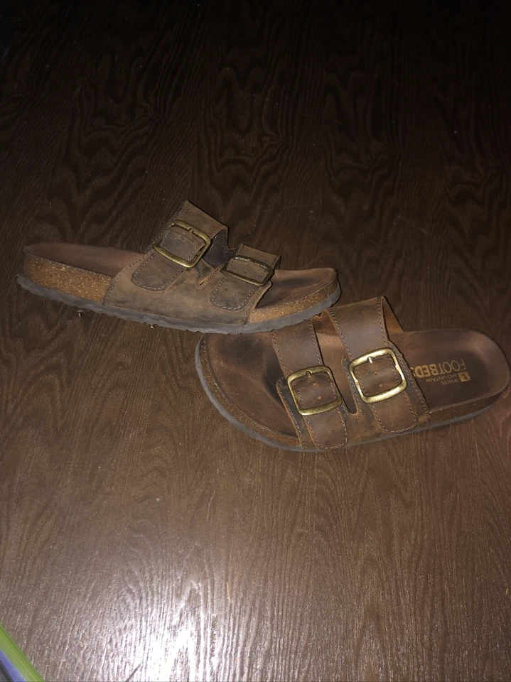 Sandalias de verano Helga de gamuza marrón claro con 2 correas para mujer talla W7 Foto 3 de 4