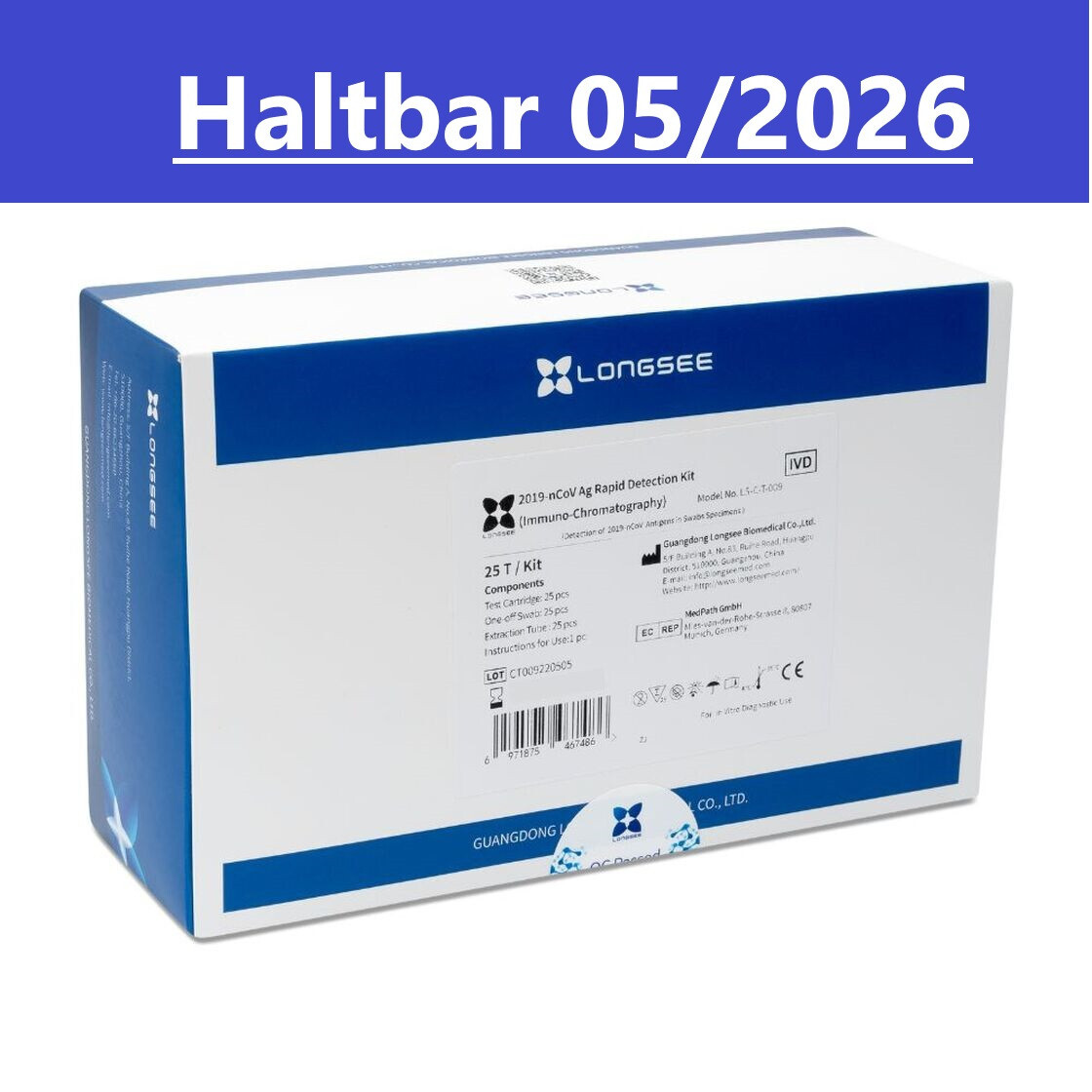 25x Longsee Antigen Rapid Schnelltest Corona Omikron AT-731/21 BfArM Test