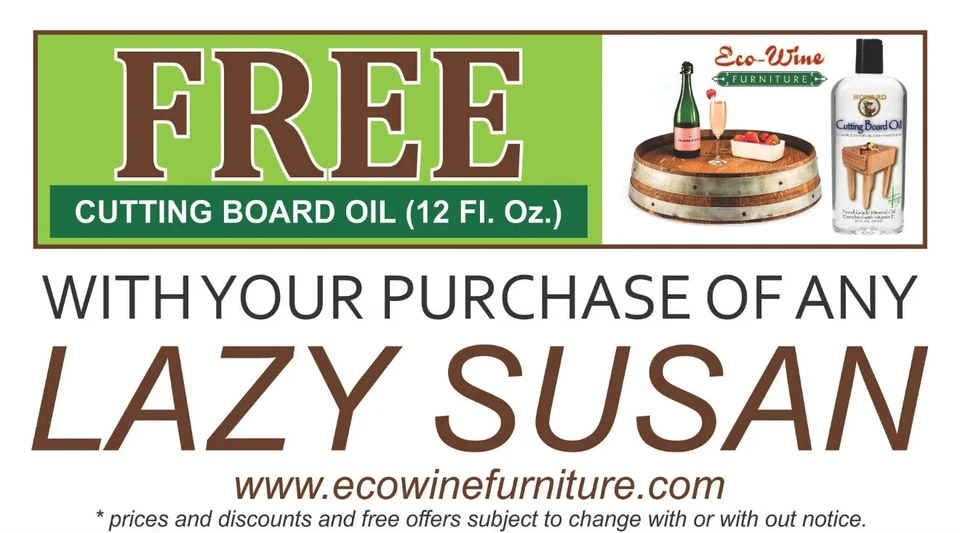 Wine Barrel Lazy Susan w/ Steel Rim & Handles – Reclaimed Oak – 23” Tray - Image 2 of 3