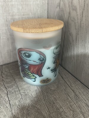 Homemade Candle- Graphic Holder- Jack Sally Oggie - Almond Macaron- Sky Blue