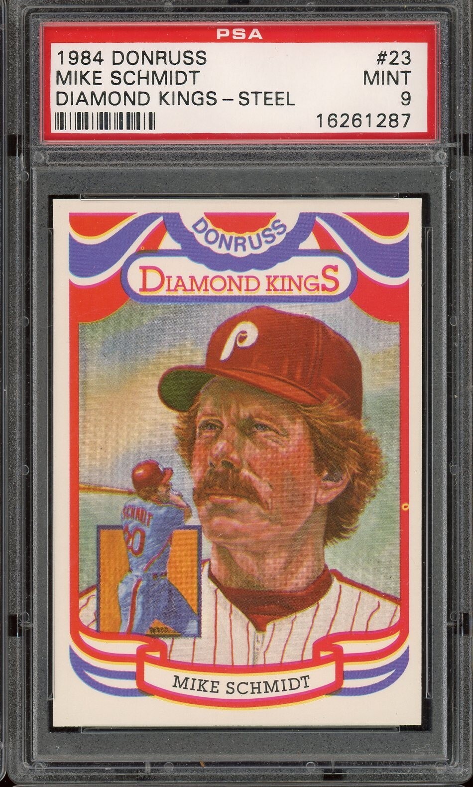 1984 Donruss Baseball #23 Mike Schmidt Diamond Kings Steel PSA 9