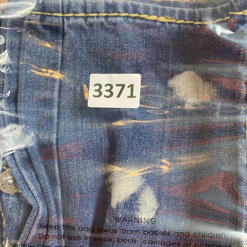 Jeans True Religion da uomo 36x33 blu candeggina schizzi gamba dritta punto spesso - Foto 15 di 15