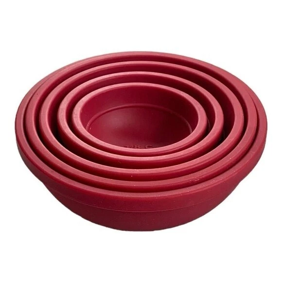 Measuring Bowls WILTON 5-pcs Red Silicone Prep Pinch Bowl Set Measuring Cups - Image 3 of 4