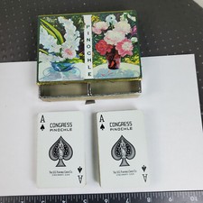 VTG Congress Pinochle Playing Cards Flowers Glads Iris Peonies Good Used Cond.