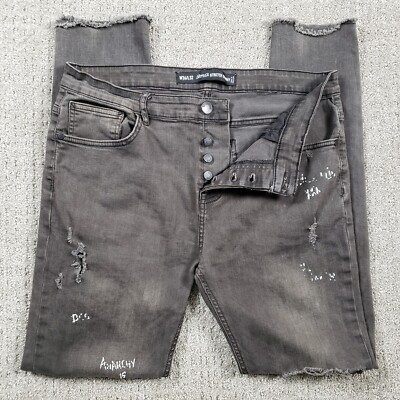 DENIM CO Jeans Mens 36x32 Black Skinny Faded Distressed DENIM CO Jeans Mens 36x32 Black Skinny Faded Distressed