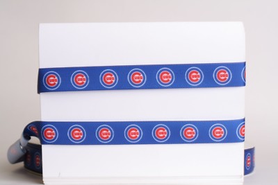CHICAGO CUBS 5/8'' GROSGRAIN RIBBON 1,3,5,10 YARDS BASEBALL FREE SHIPPING FROM US