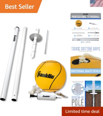 Tetherball - Tetherball Ball, Rope and Pole Set - Portable Steel Tetherball S...