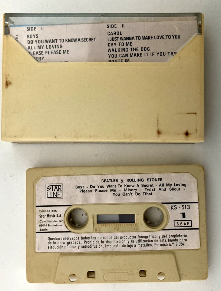 The Beatles & Rolling Stones Cassette PAPER LABELS SPAIN 1960's RARE - Image 2 of 2