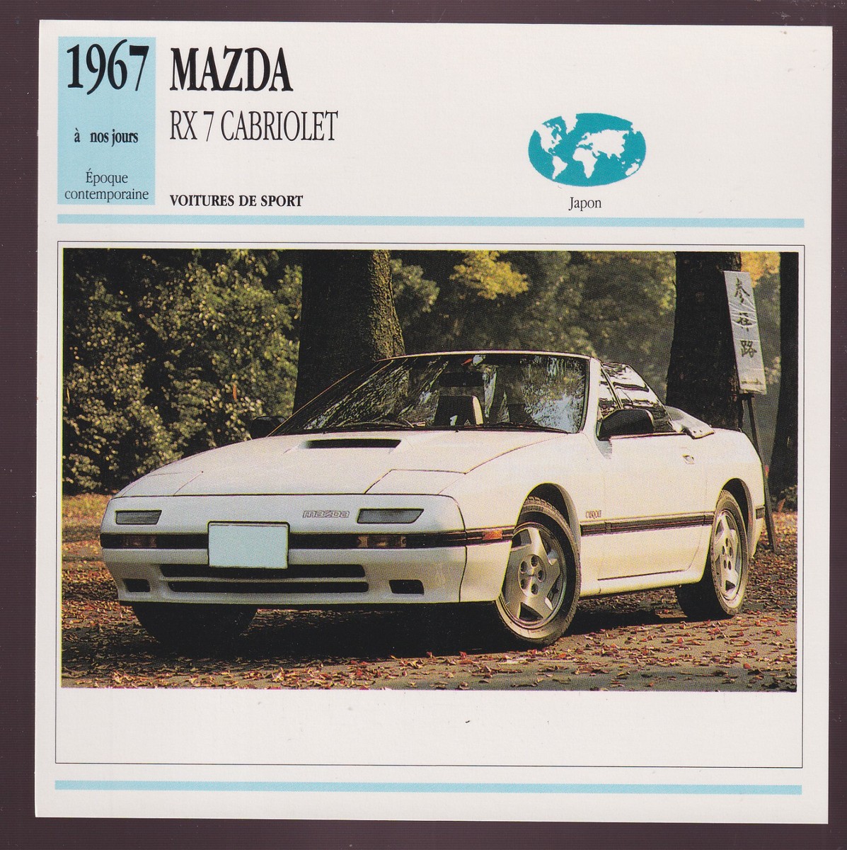 1967-1993 Mazda RX-7 RX7 Cabriolet Japan Car Photo Spec Sheet Info