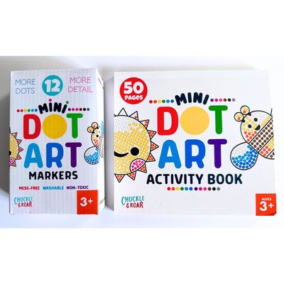 CHUCKLE & ROAR 12 Mini Dot Markers and 50 Pg Mini Art Activity Book Kit NWT