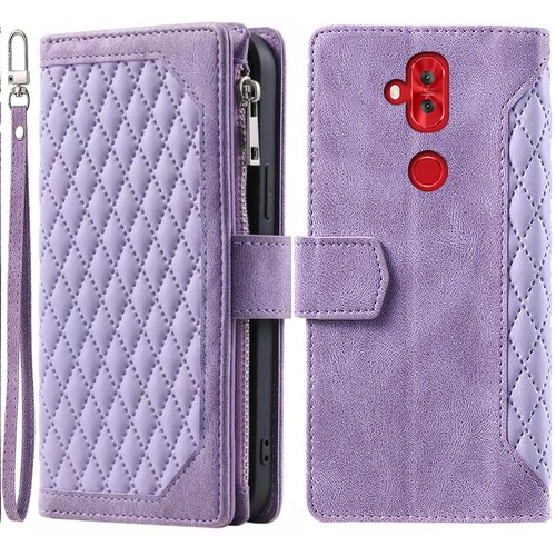 Asus Zenfone 5 Lite ZC600KL Rhombic Wallet Case Luxury Leather Zipper Flip Card - Picture 39 of 44